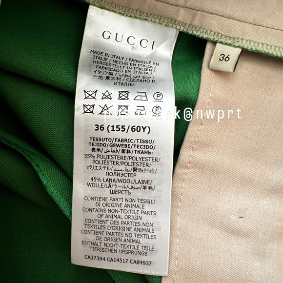 GUCCI 🍏 Green Trousers Pants High Waist Rise Cropped Kick Flare 36 0 XS - Picture 7 of 16